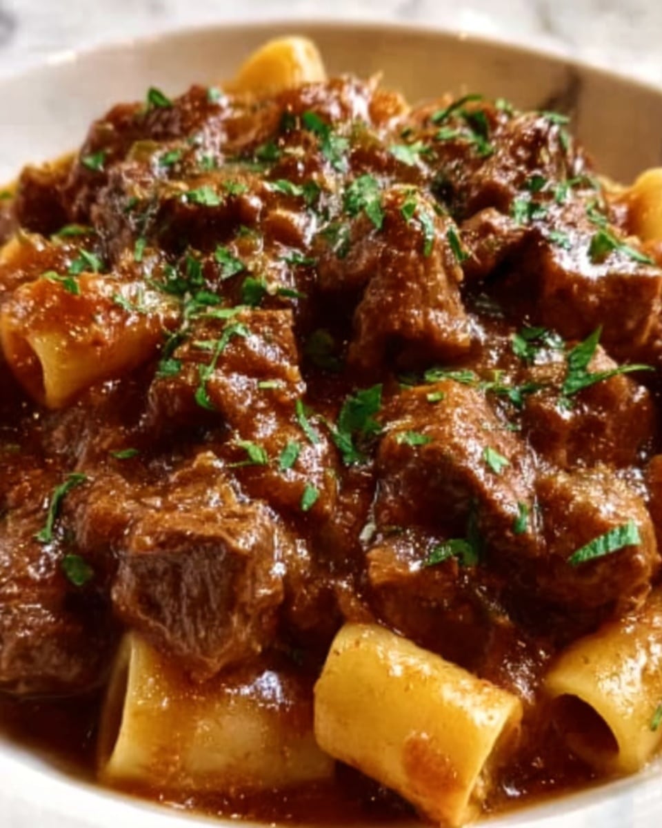 Creamy Garlic Beef Pasta Recipe - Recipe Image