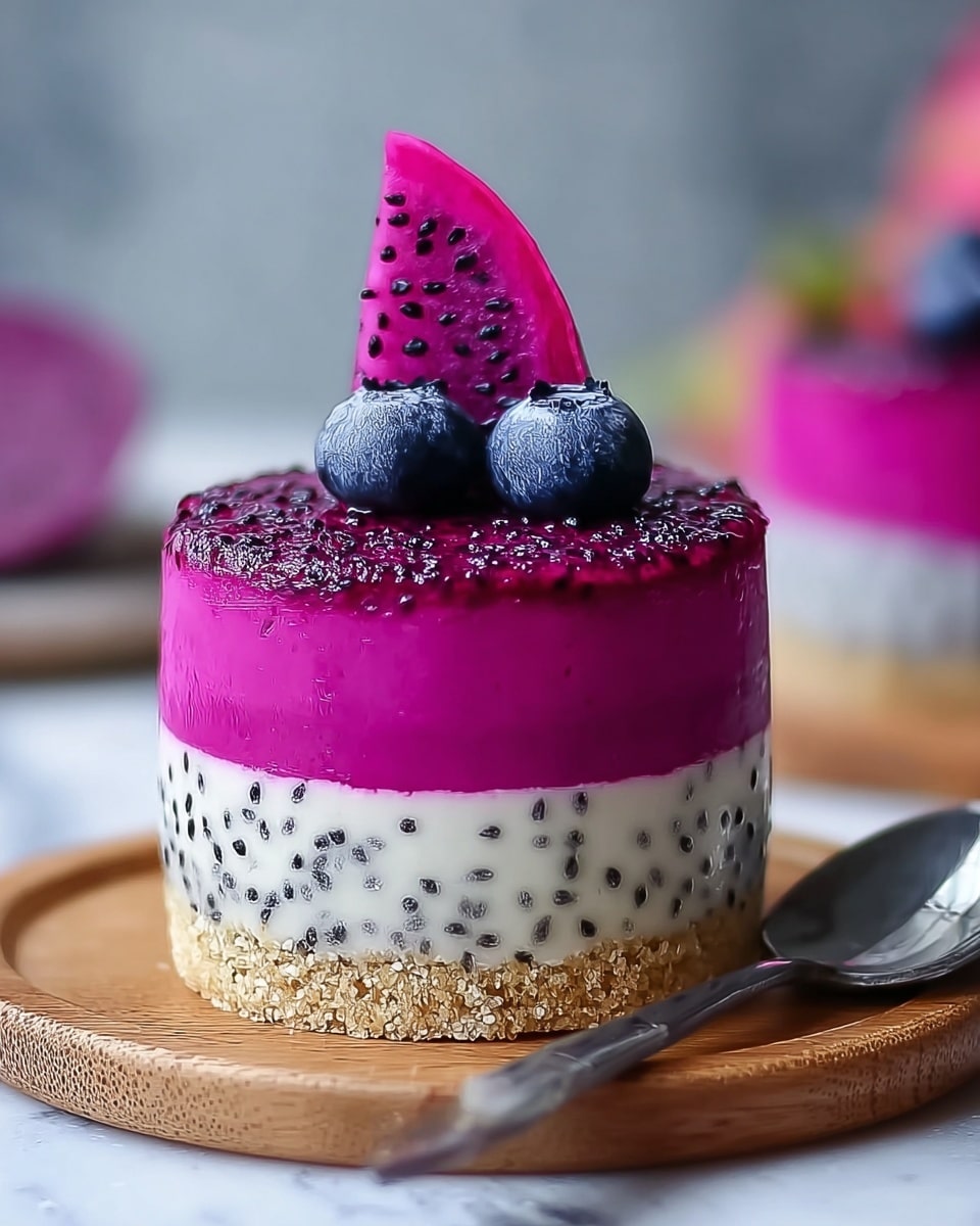 No-Bake Dragon Fruit Mini Cheesecakes Recipe - Recipe Image