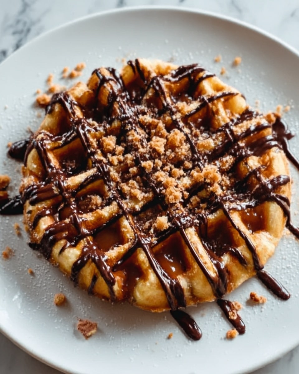 Crispy Homemade Funnel Cake with Chocolate Drizzle Recipe - Recipe Image