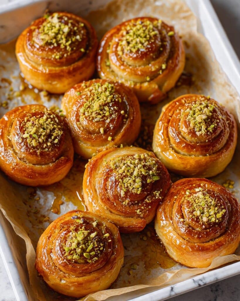 Pistachio Honey Baklava Rolls Recipe