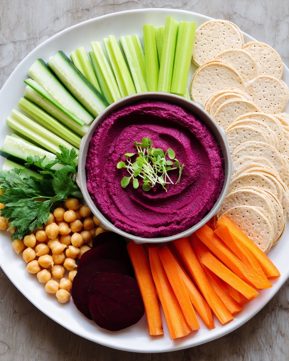 Roasted Beet Hummus with Crudités Recipe - Recipe Image