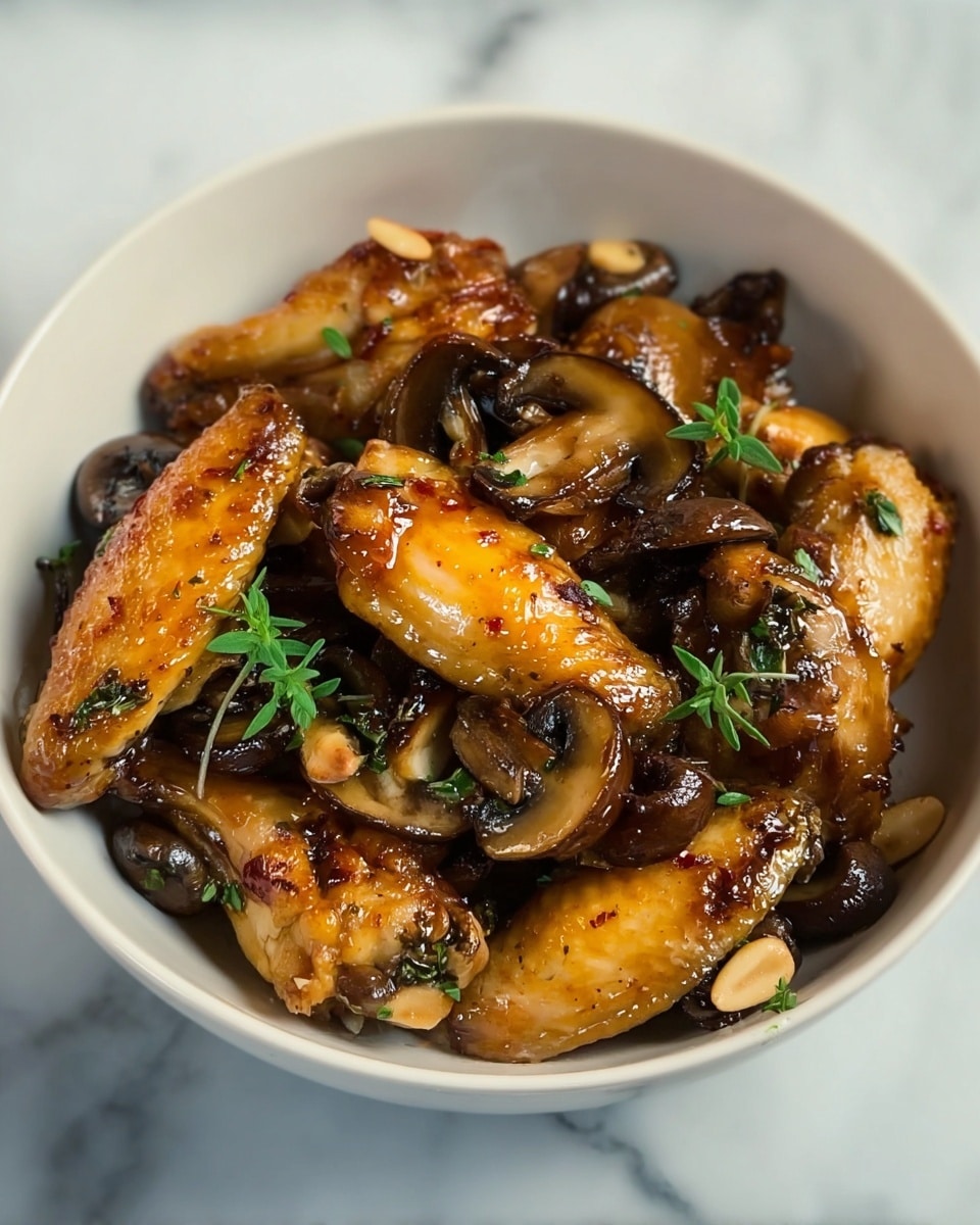 Savory Chicken Wings with Mushrooms Recipe - Recipe Image