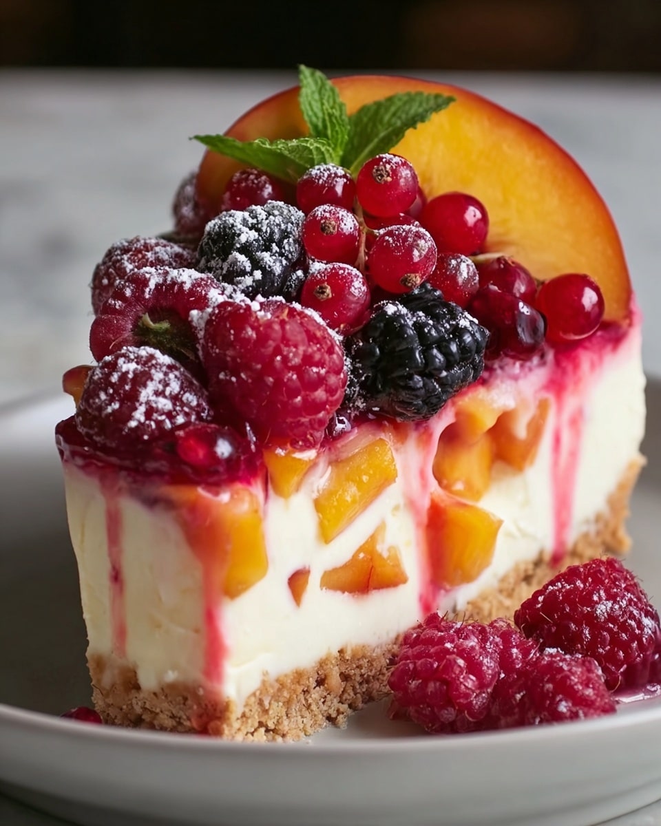 Summer Berry and Peach Cheesecake Recipe - Recipe Image