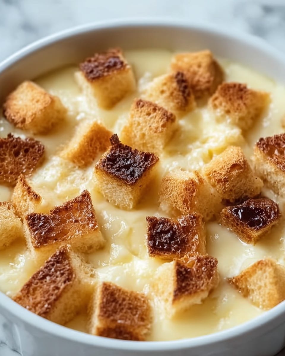 Old-Fashioned Bread Pudding with Vanilla Sauce Recipe - Recipe Image