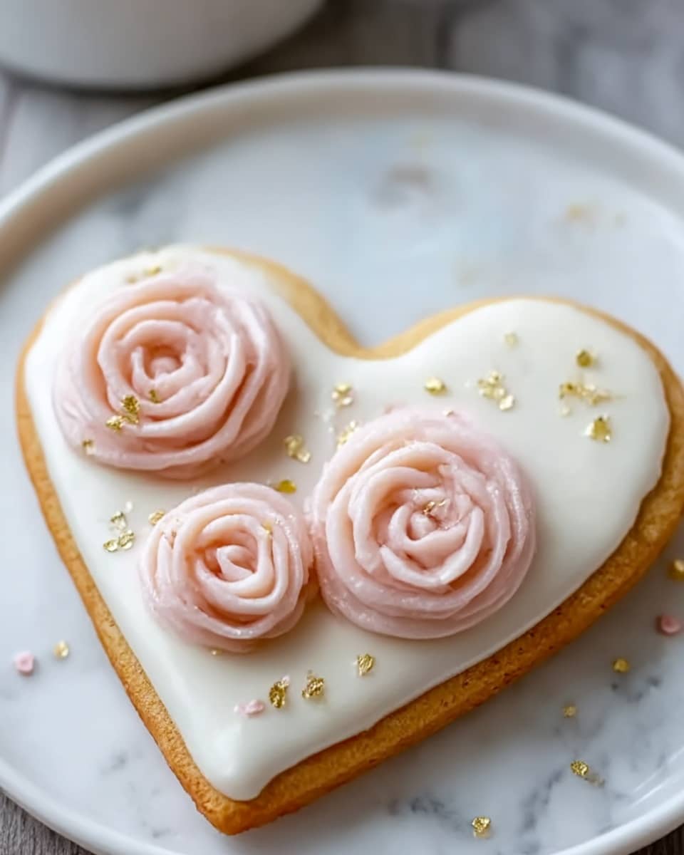 Heart-Shaped Sugar Cookies with Buttercream Roses Recipe - Recipe Image