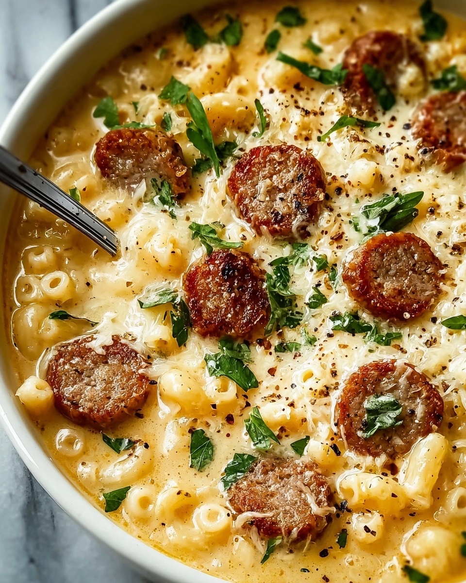 Creamy Parmesan Italian Sausage Ditalini Soup Recipe - Recipe Image