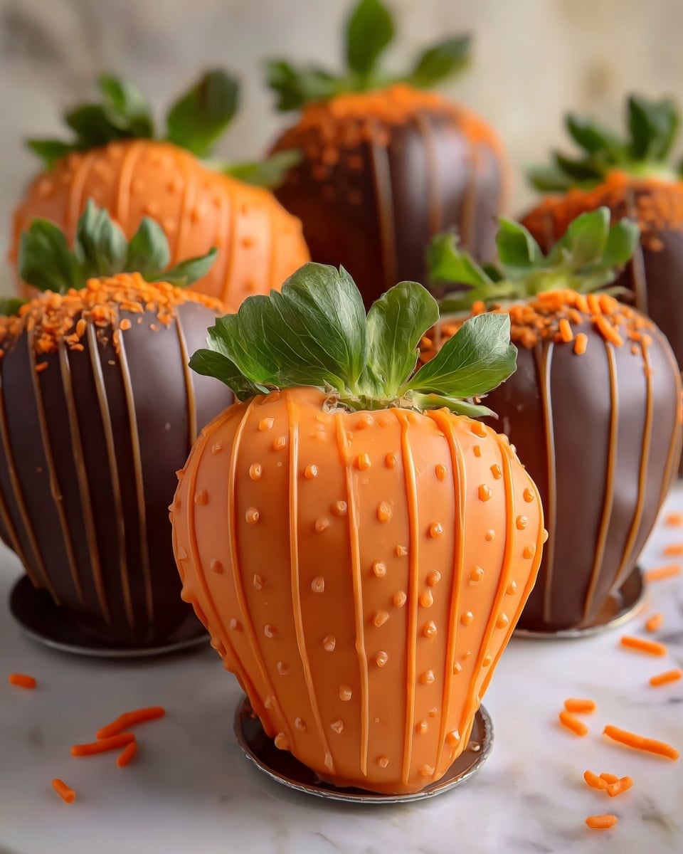 Adorable Carrot Chocolate Covered Strawberries Recipe - Recipe Image