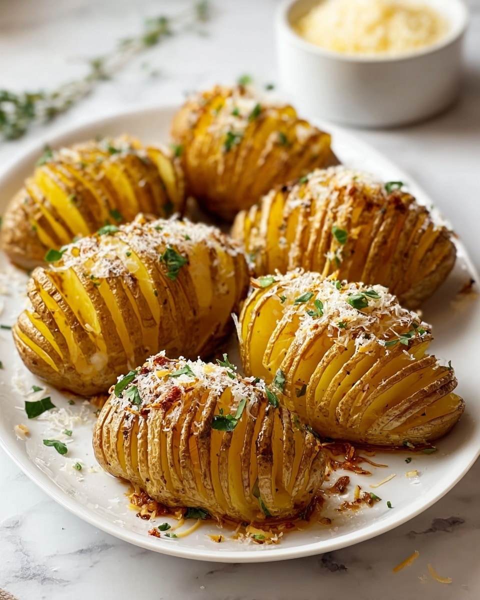 Hasselback Potatoes with Garlic, Herbs, and Parmesan Recipe - Recipe Image
