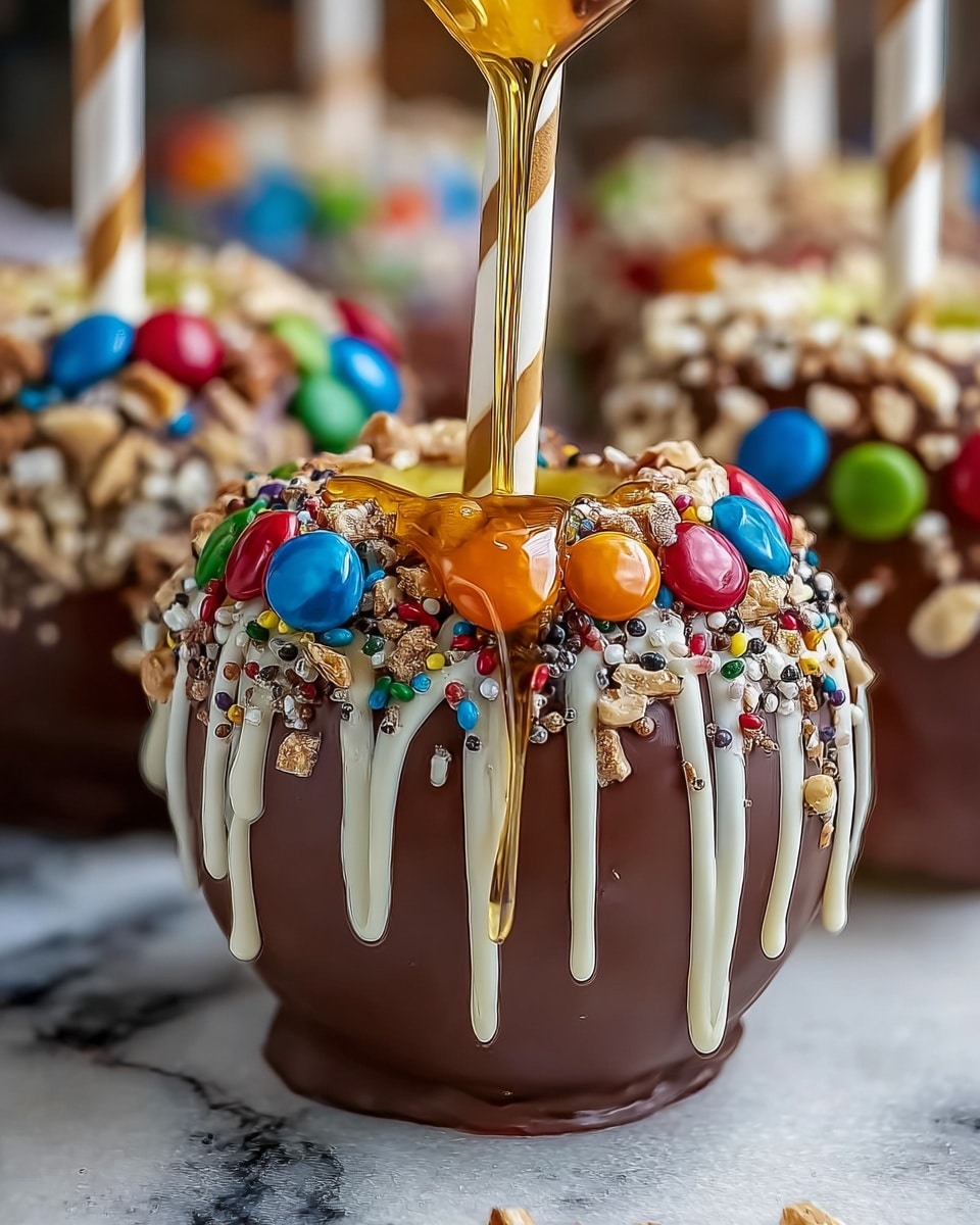 Gourmet Candy-Coated Caramel Apple Creations Recipe - Recipe Image