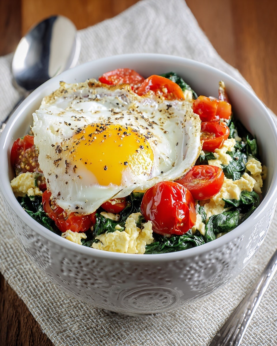 Egg White Scramble with Spinach and Tomatoes Recipe - Recipe Image