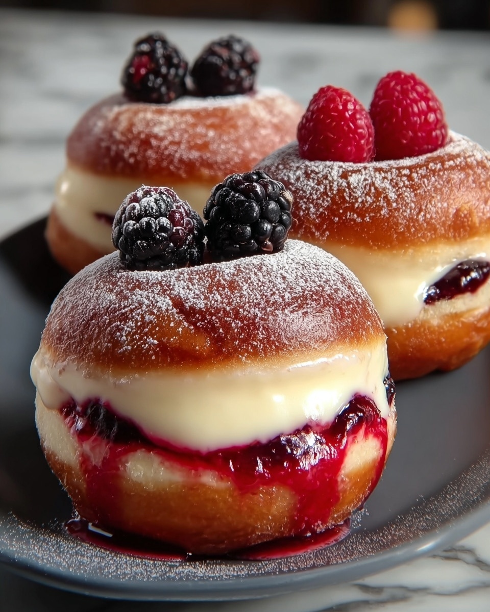 Summer Fruit Cheesecake Stuffed Brioche Doughnuts Recipe - Recipe Image