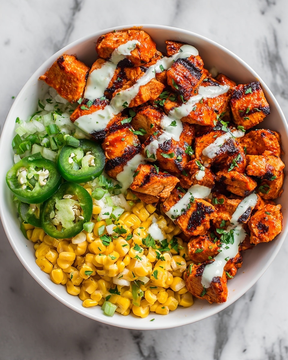 Grilled Chicken Bowl with Corn, Jalapeños & Creamy Sauce Recipe - Recipe Image