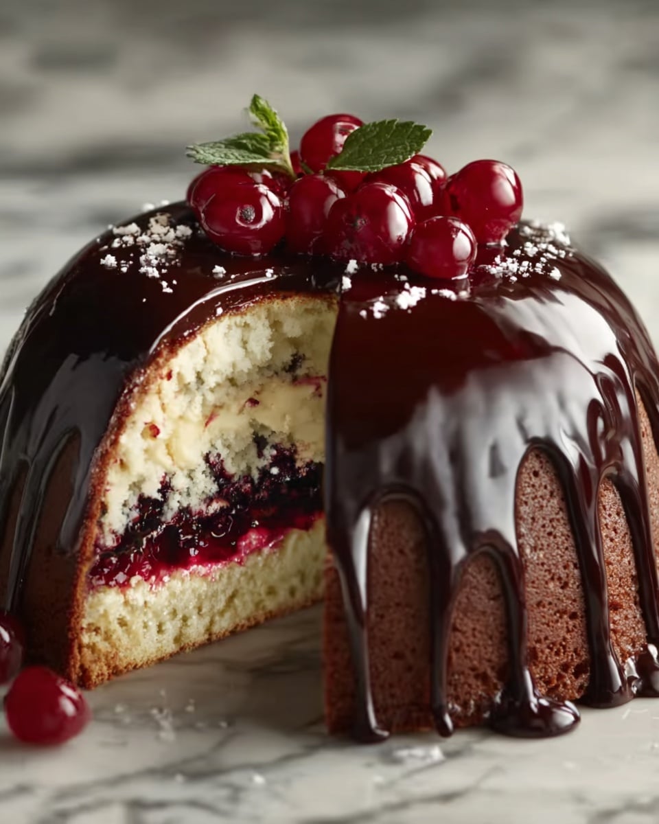 Cherry Chocolate Cream Cheese Bundt Cake Recipe - Recipe Image