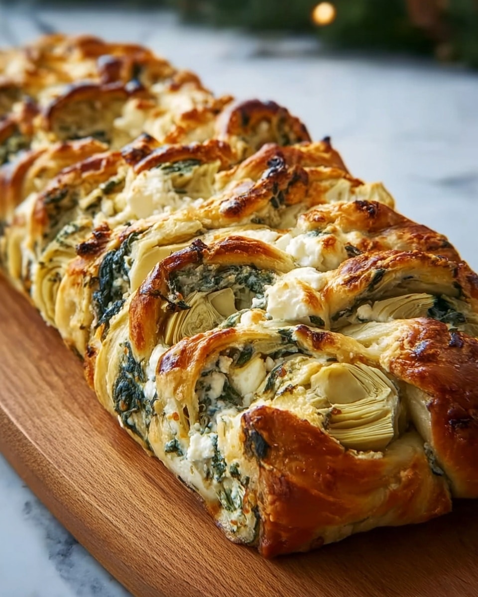 Spinach Artichoke Pull-Apart Christmas Bread Recipe - Recipe Image