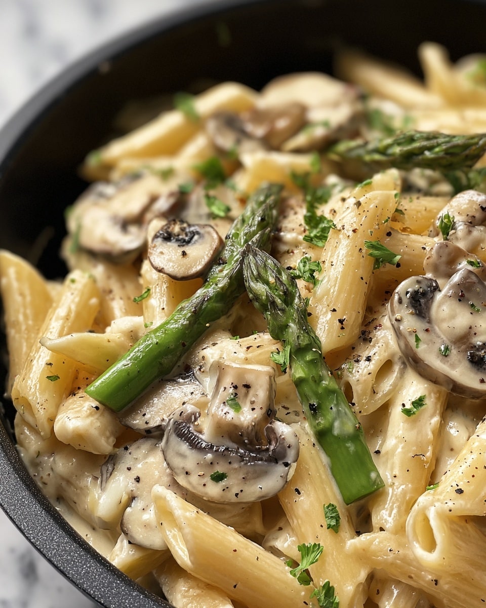 Mushroom and Asparagus Chicken Penne Recipe - Recipe Image