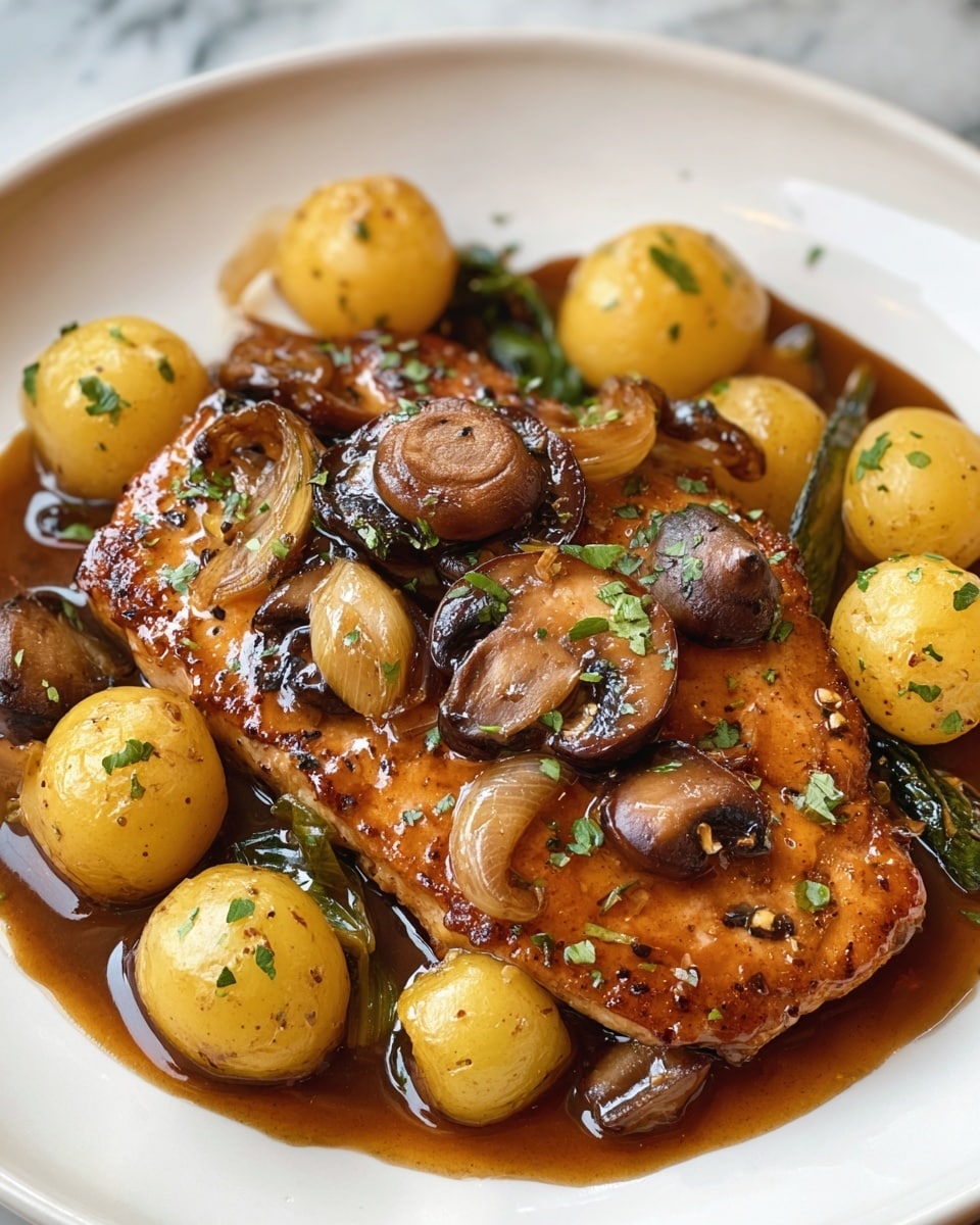 Savory Chicken with Mushrooms and Potatoes Recipe - Recipe Image