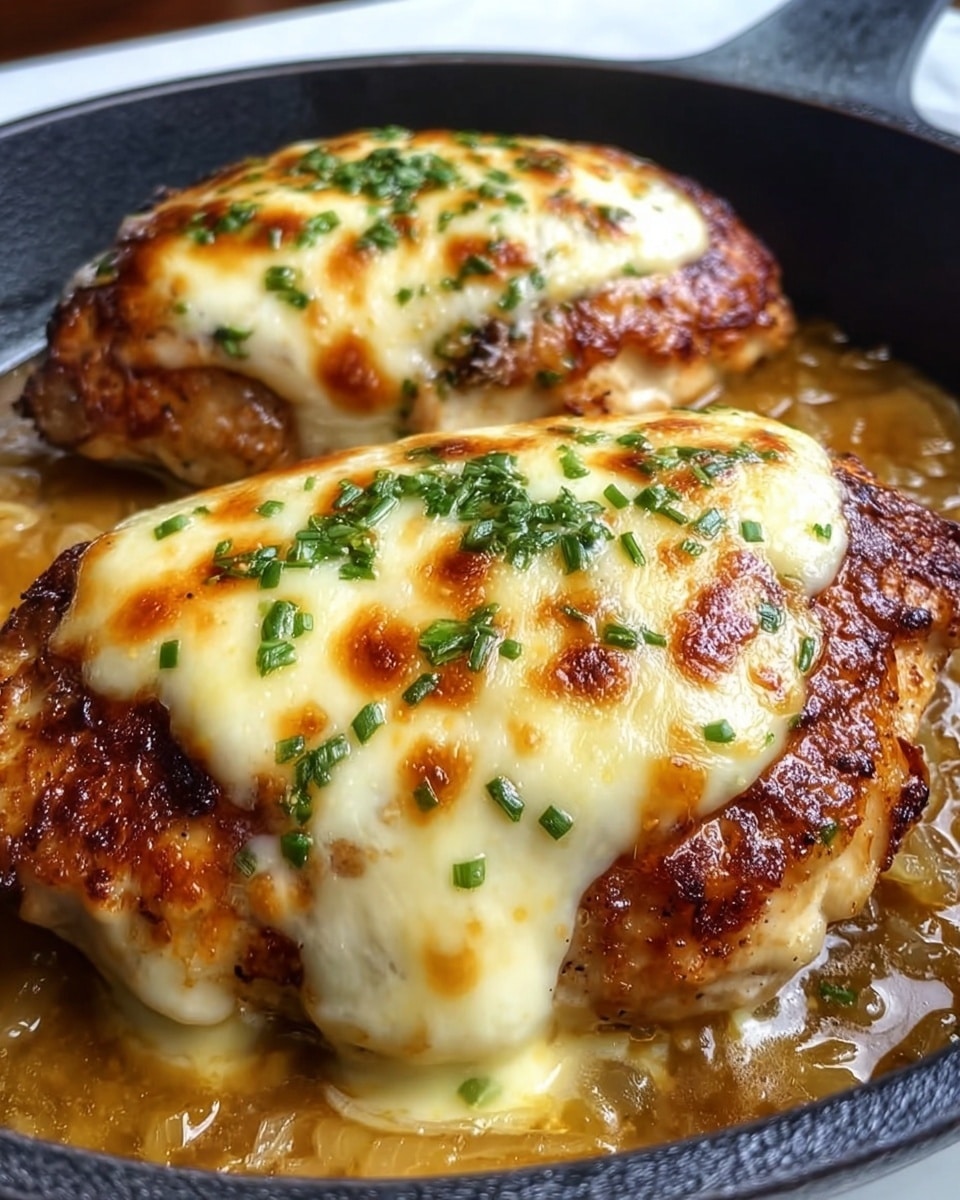 Easy One Pan French Onion Stuffed Chicken Recipe - Recipe Image