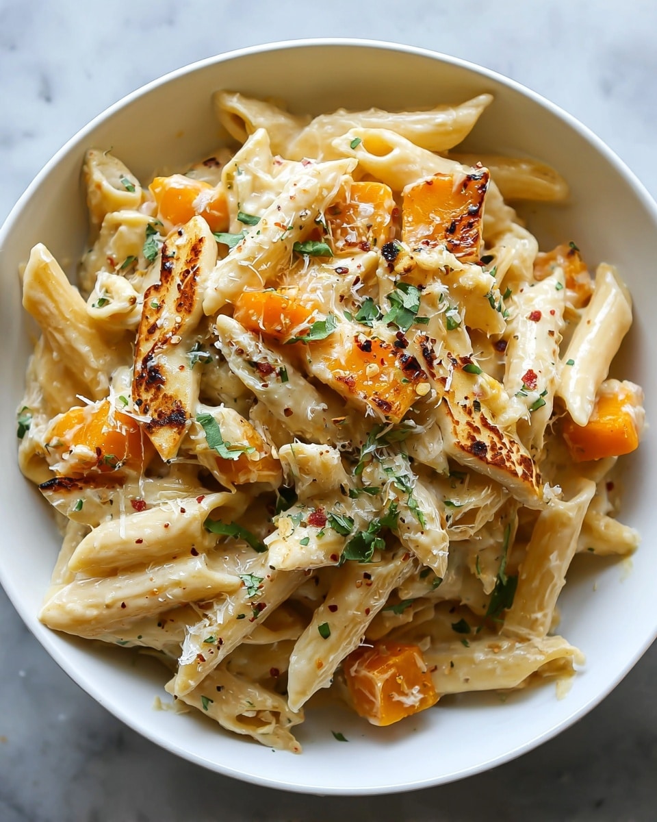 Butternut Squash Pasta with Creamy Garlic Sauce Recipe - Recipe Image