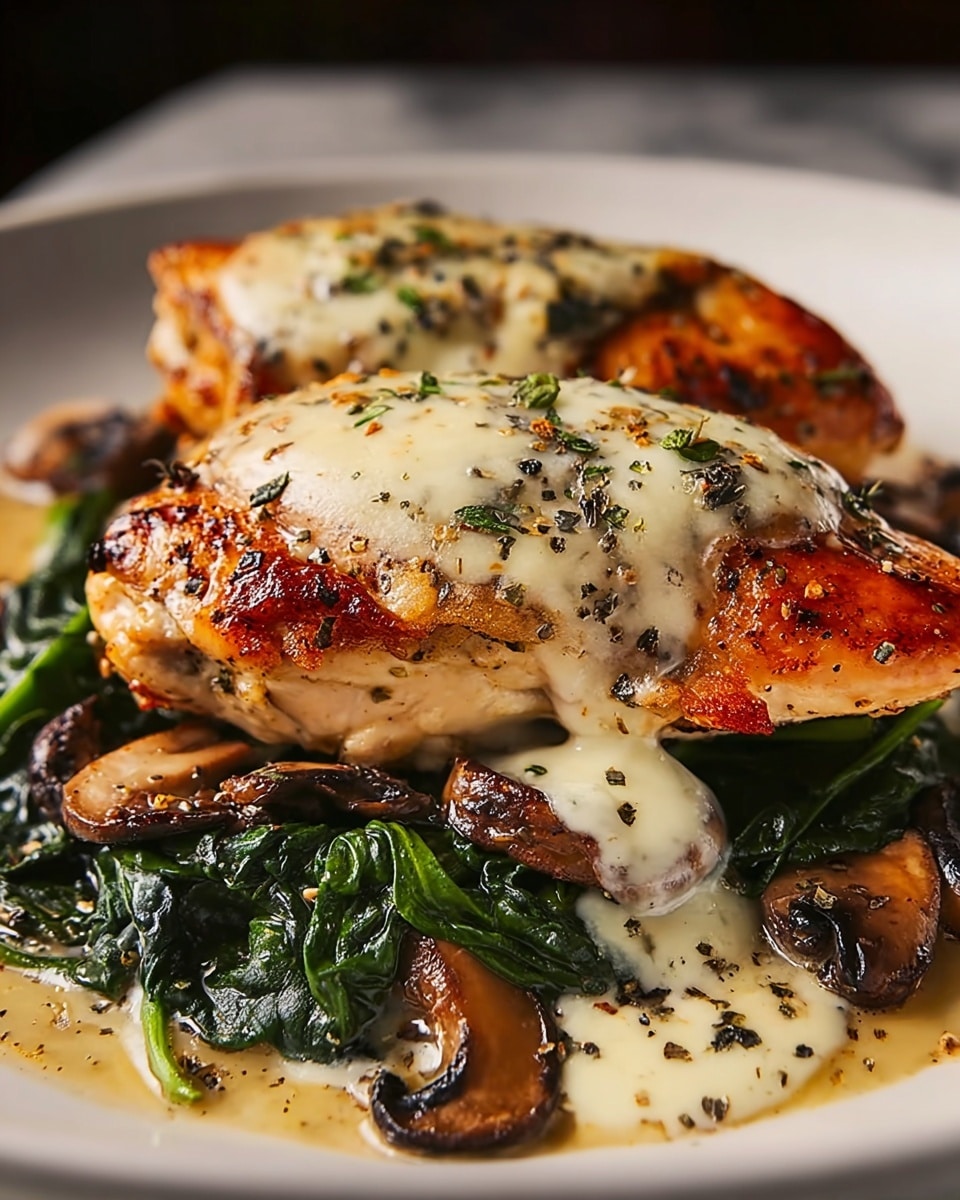 Baked Chicken with Spinach and Mushrooms Recipe - Recipe Image