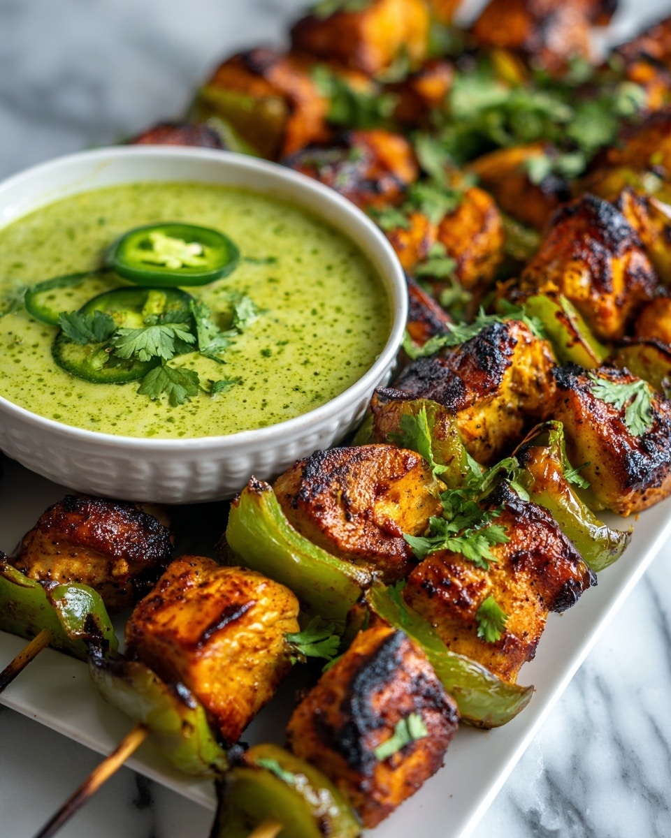 Spicy Honey Jalapeño Chicken Skewers with Cilantro Lime Dip Recipe - Recipe Image