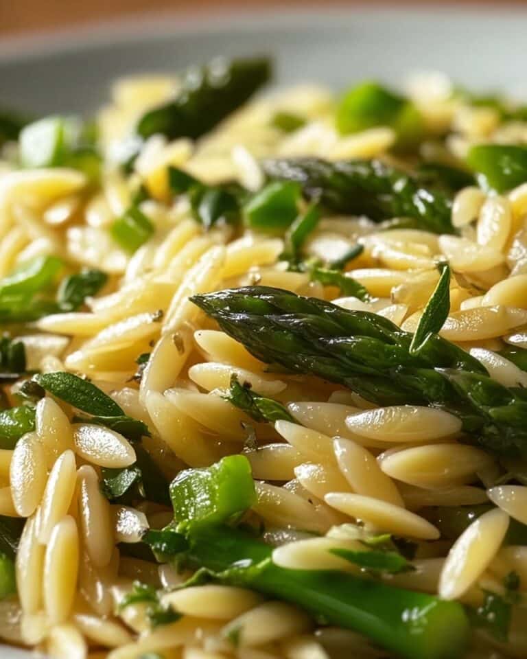 Creamy Orzo with Garlic Butter Asparagus Recipe