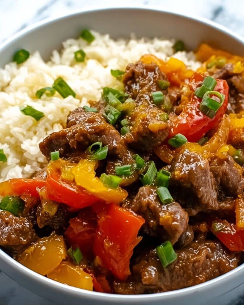 Beef and Pepper Rice Bowl Recipe