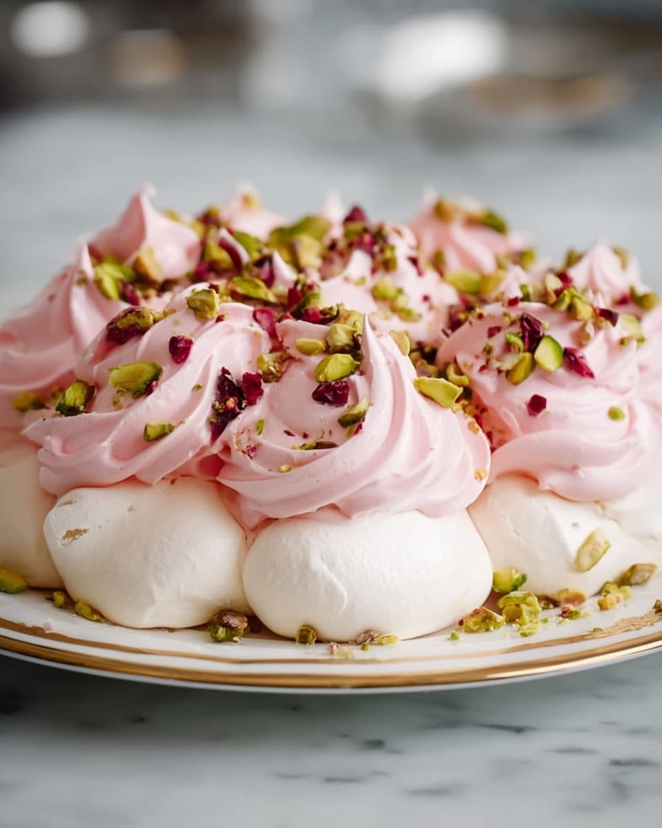 Rose Meringues with Pistachios Recipe - Recipe Image