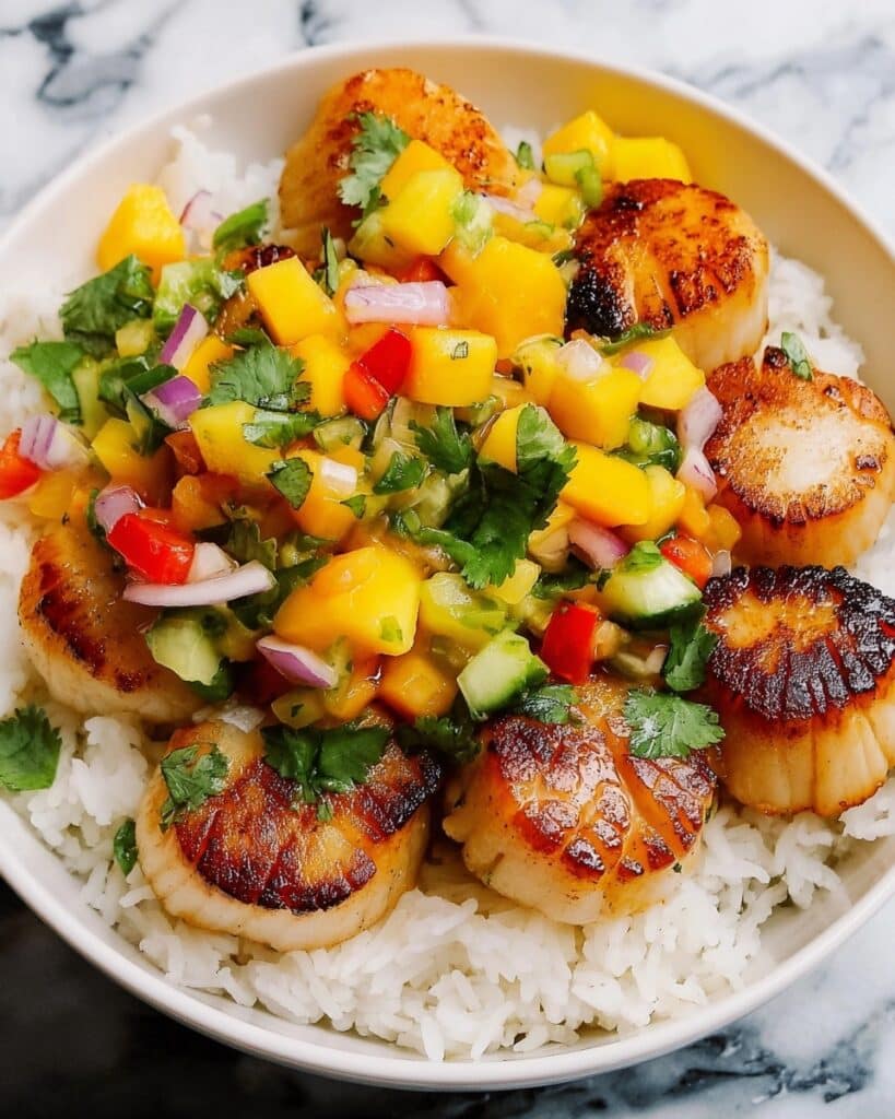Island-Style Seared Scallops with Mango Salsa Recipe
