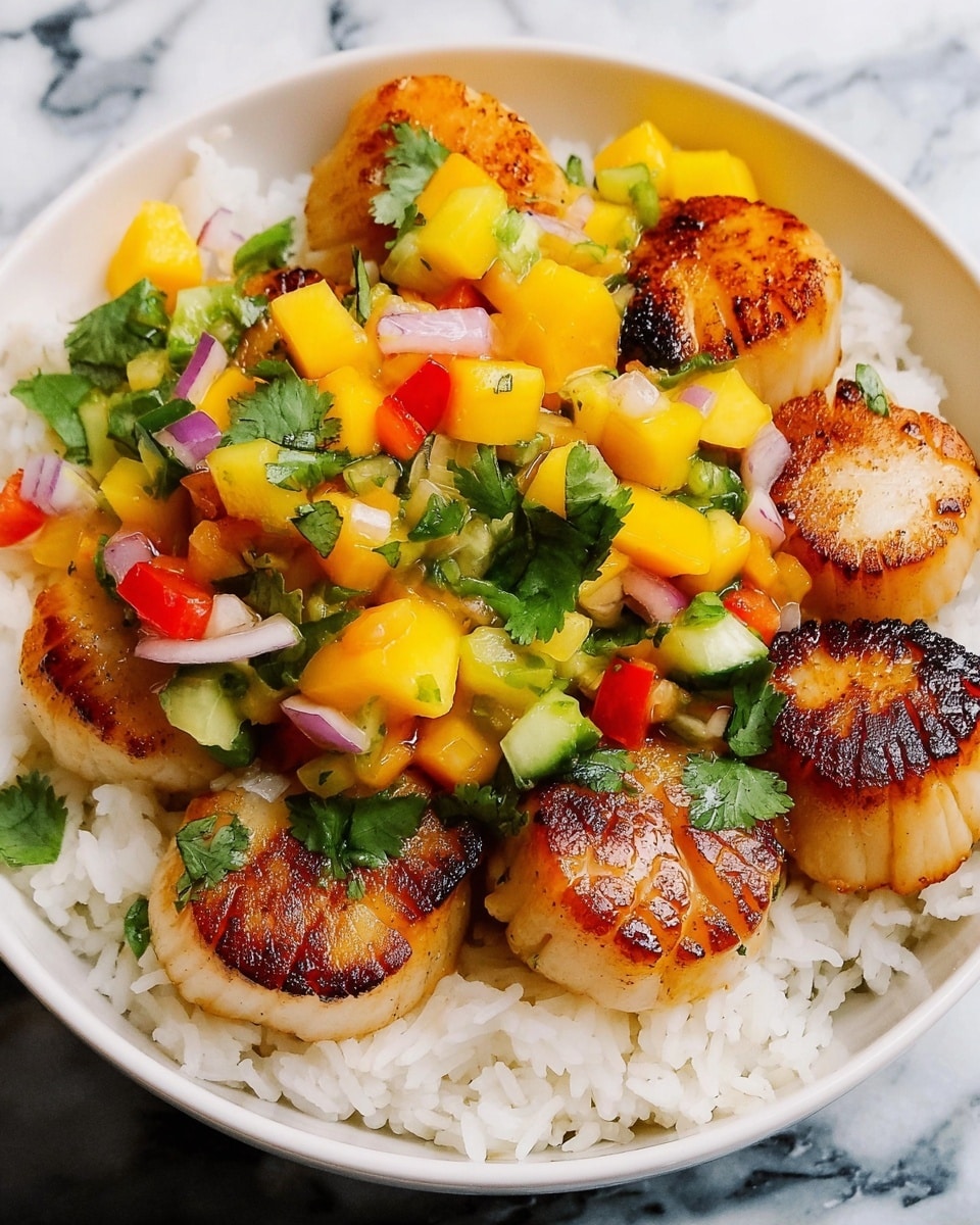 Island-Style Seared Scallops with Mango Salsa Recipe - Recipe Image