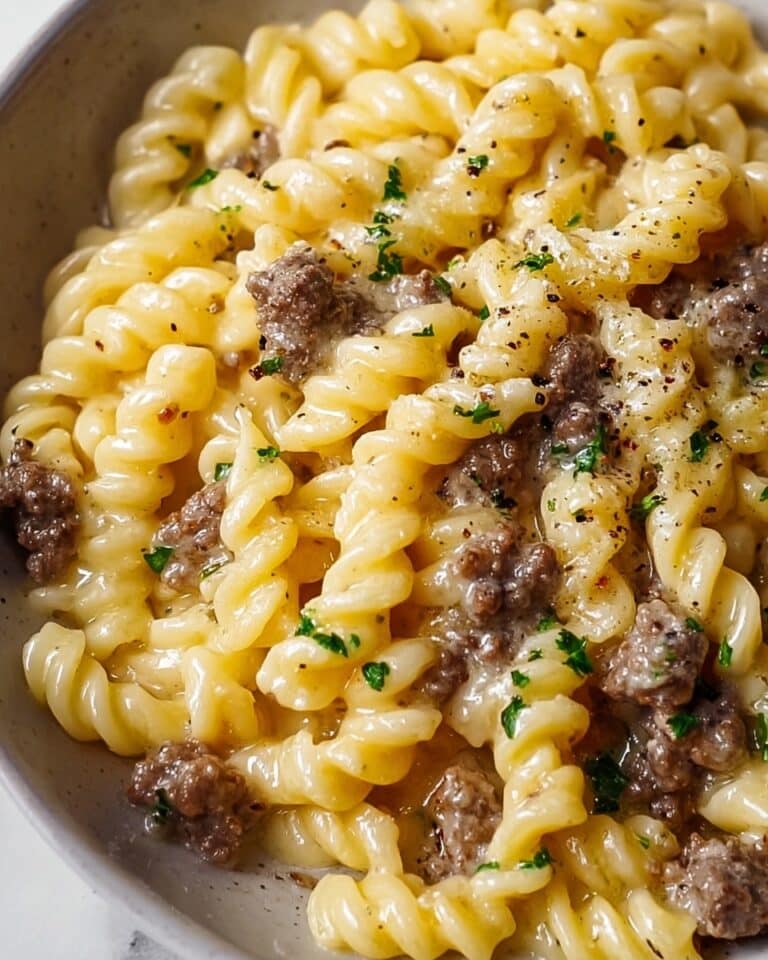 Creamy Ground Beef Alfredo Pasta Recipe