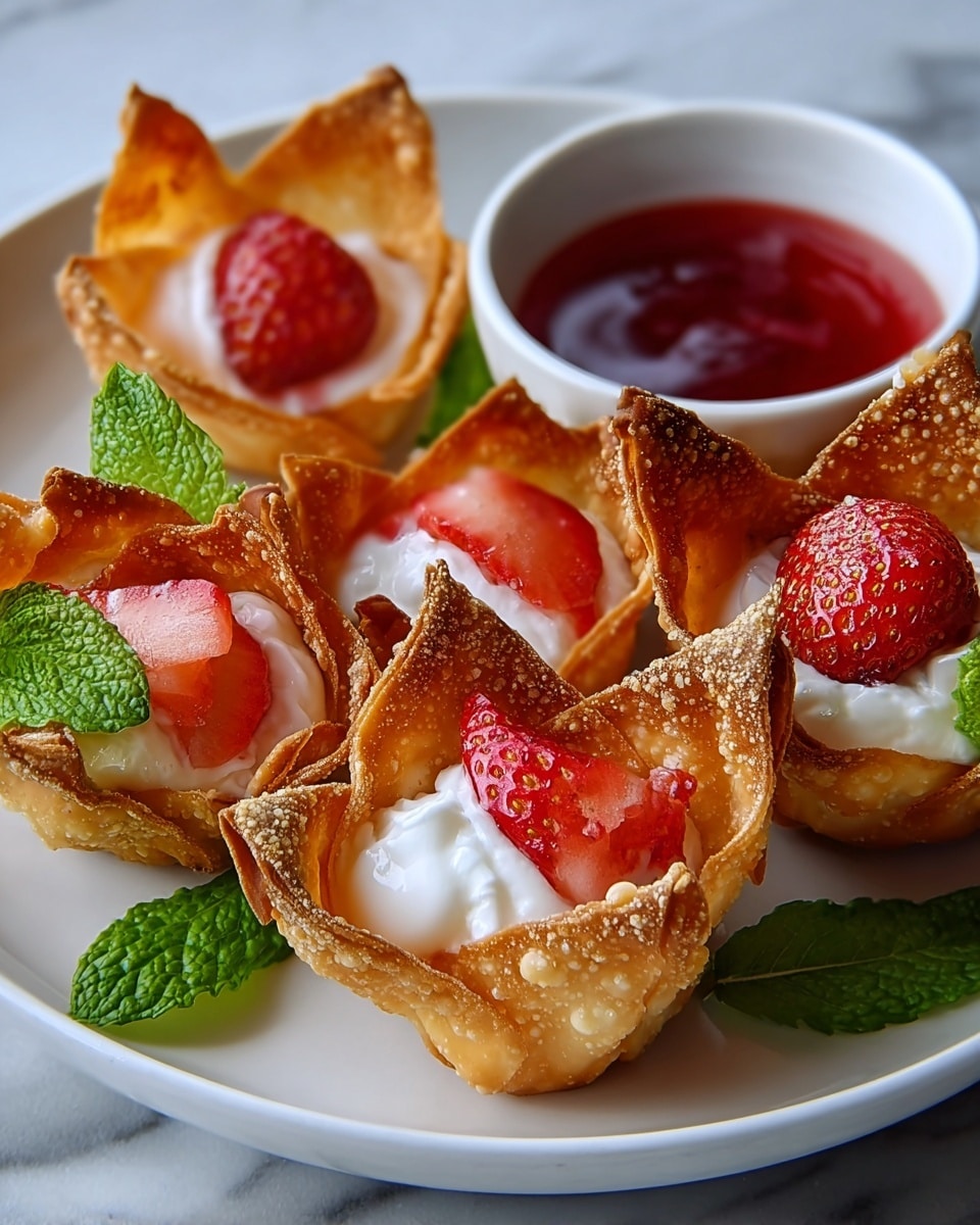 Deep-Fried Strawberry Cheesecake Stuffed Wonton Bites Recipe - Recipe Image