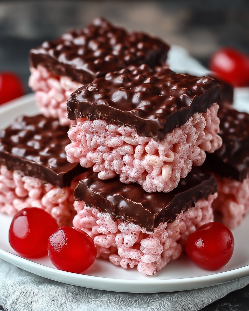 Chocolate Covered Cherry Rice Krispies Treats Recipe - Recipe Image
