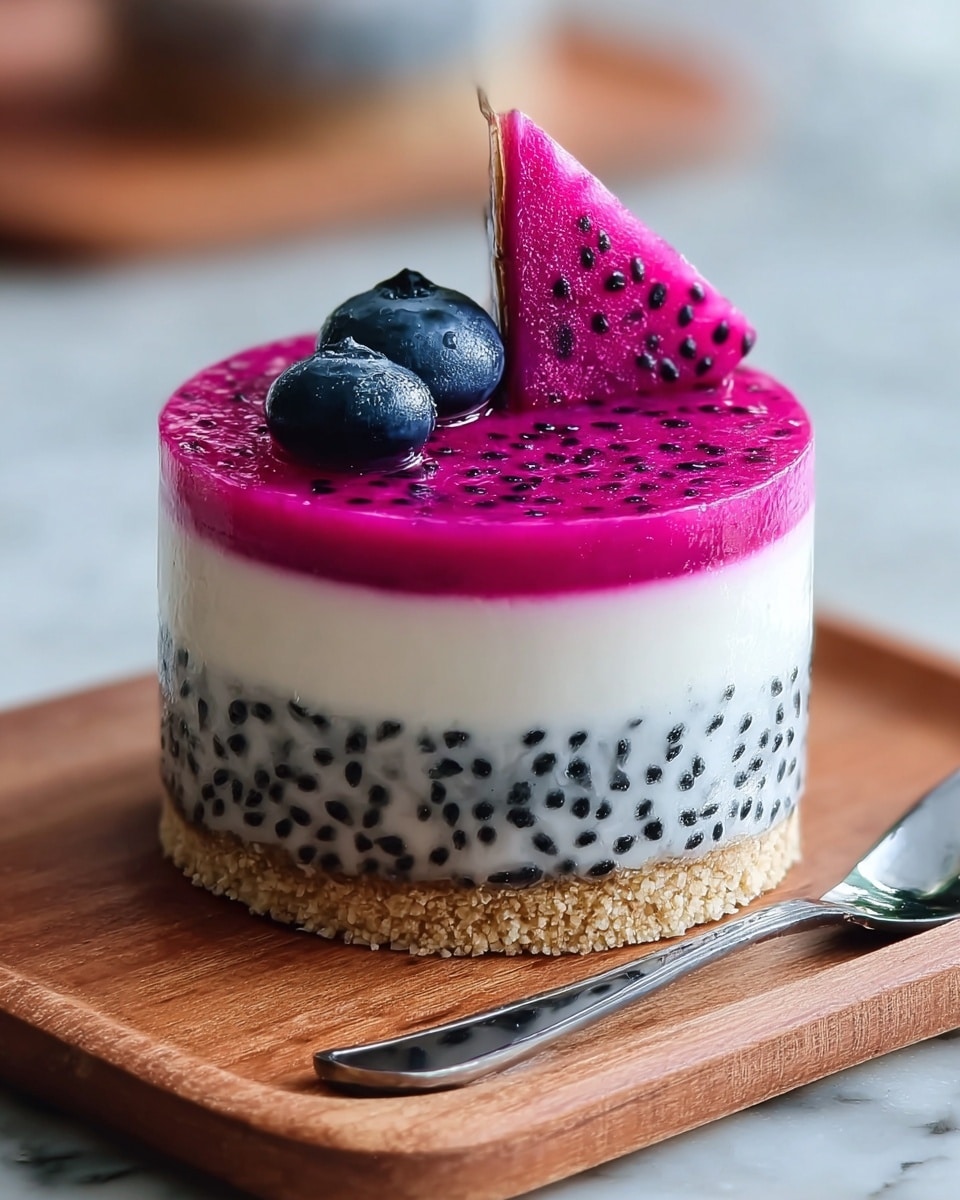 No-Bake Dragon Fruit Mini Cheesecakes Recipe - Recipe Image