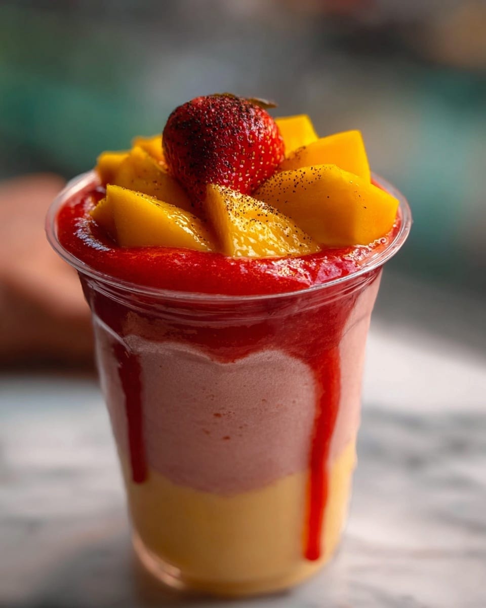 Mango Strawberry Sunrise Frappuccinos Recipe - Recipe Image