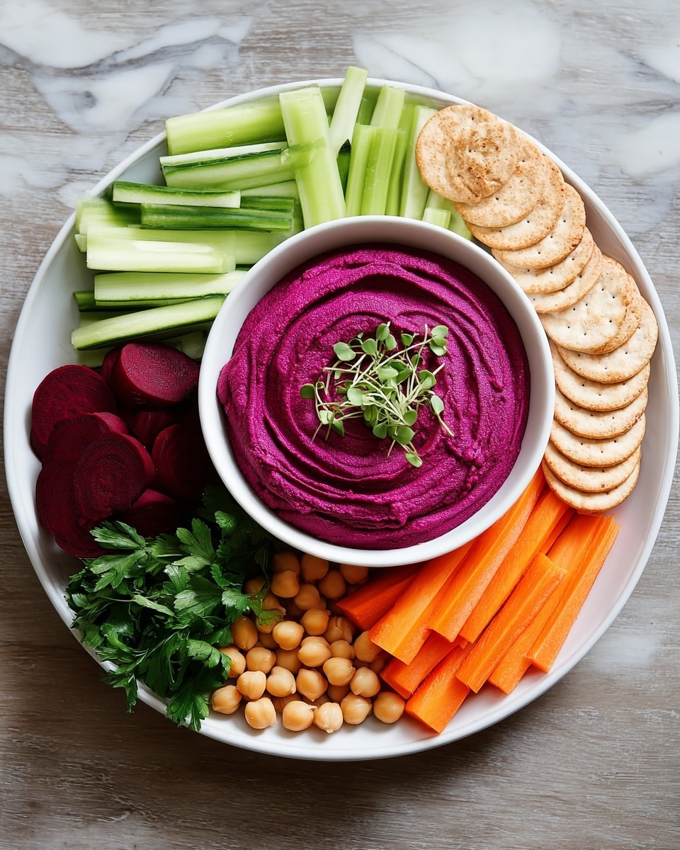 Roasted Beet Hummus with Crudités Recipe - Recipe Image