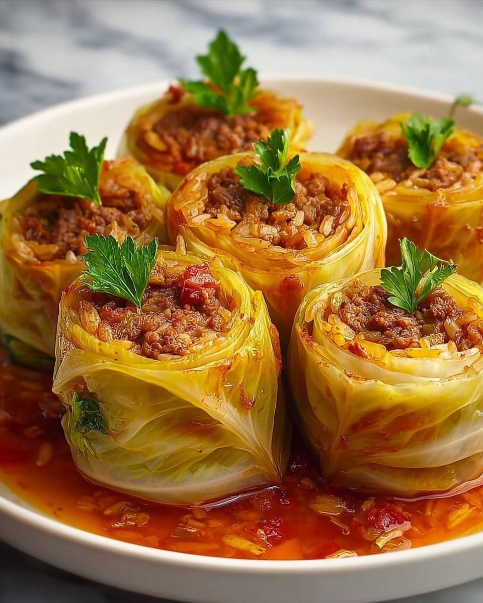 Stuffed Cabbage Rolls in Tomato Sauce Recipe - Recipe Image