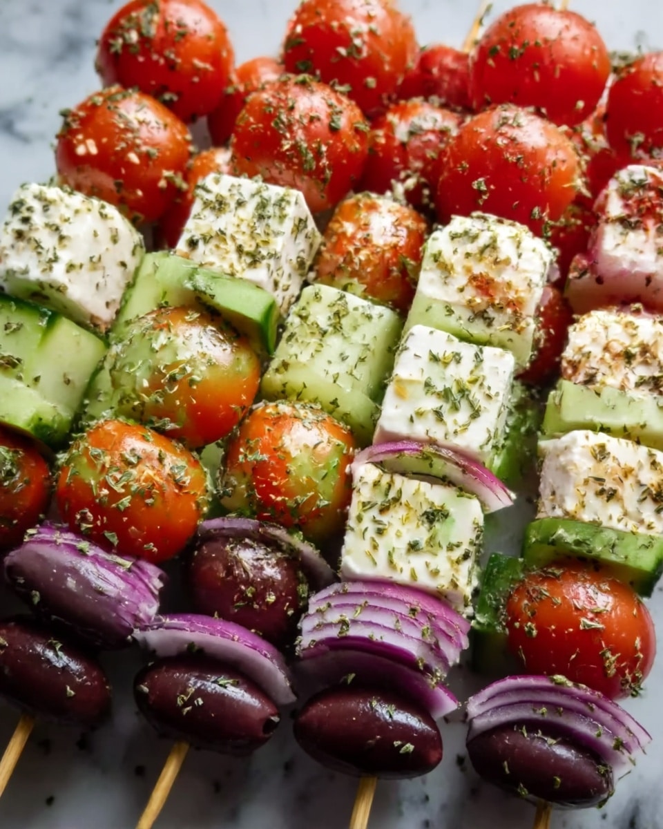 Greek Salad Skewers: A Fresh, Flavorful Bite-Sized Treat Recipe - Recipe Image