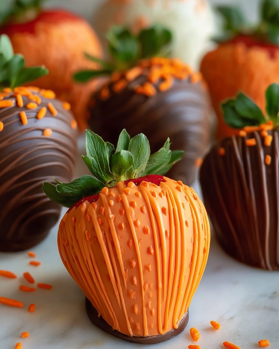 Adorable Carrot Chocolate Covered Strawberries Recipe - Recipe Image