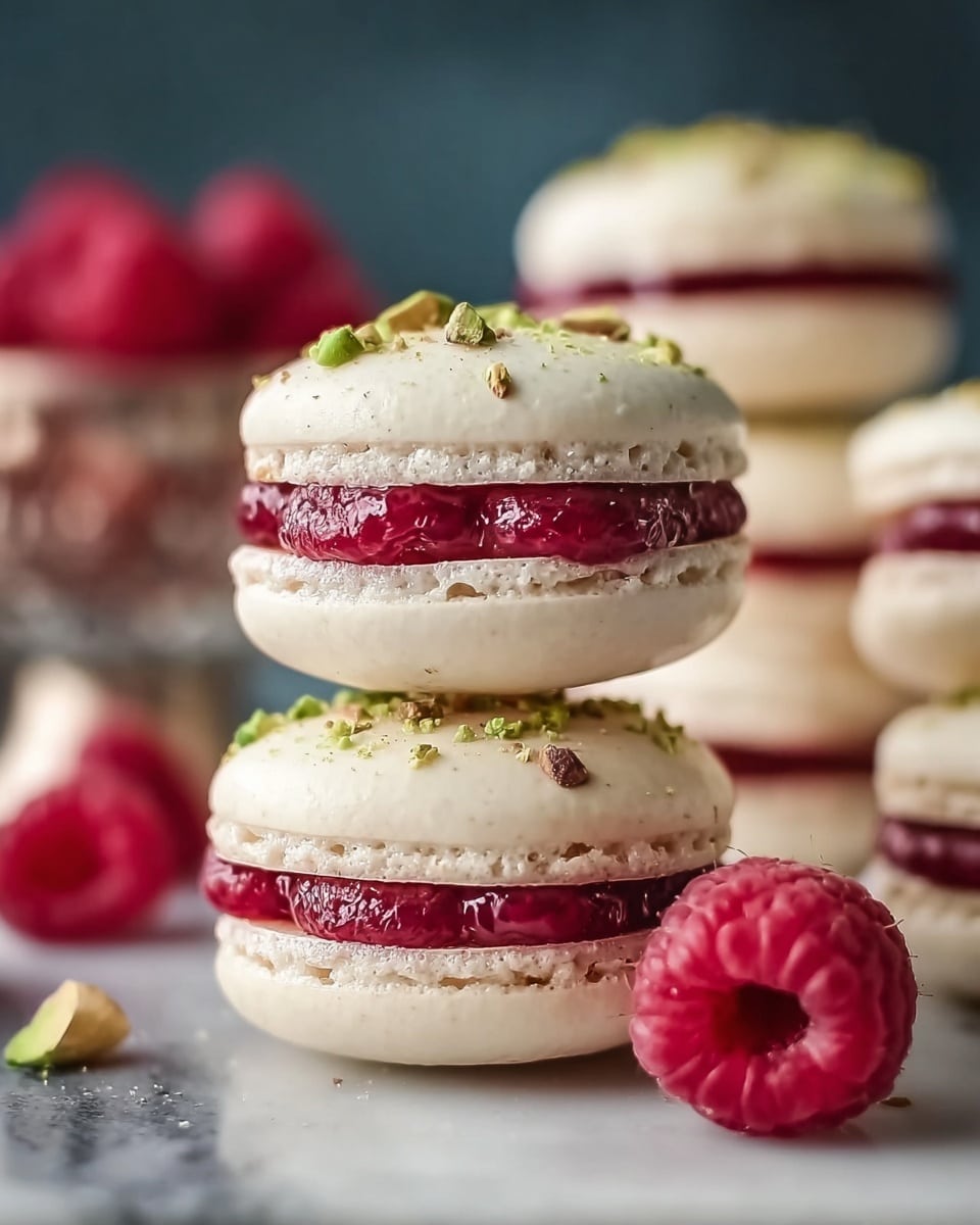 Luxurious Raspberry Pistachio Macarons Recipe - Recipe Image