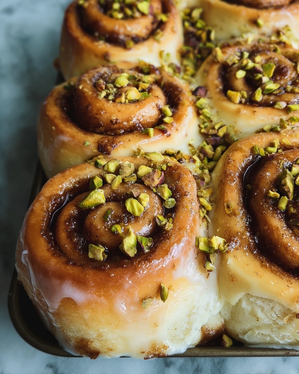 White Chocolate Pistachio Cinnamon Rolls Recipe - Recipe Image