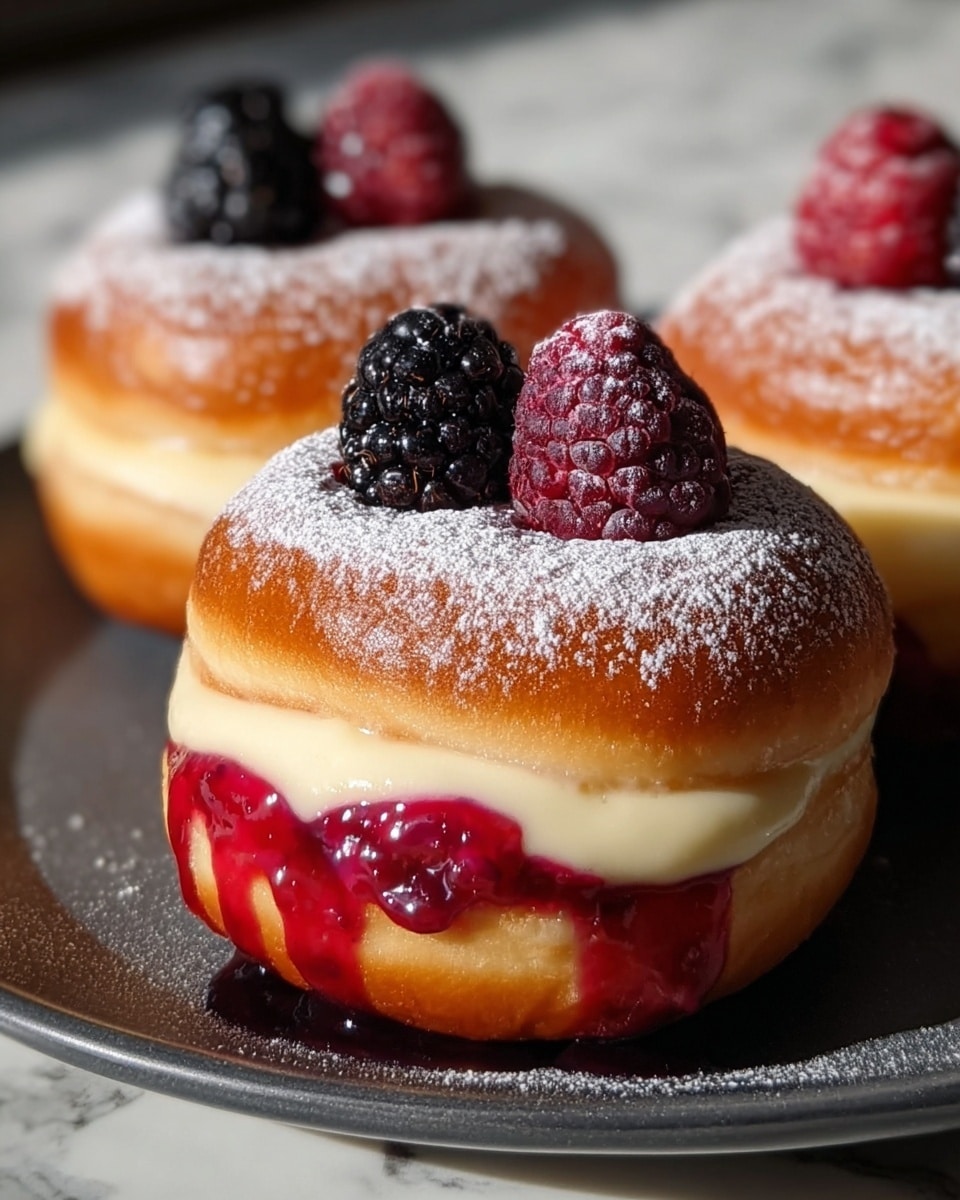 Summer Fruit Cheesecake Stuffed Brioche Doughnuts Recipe - Recipe Image