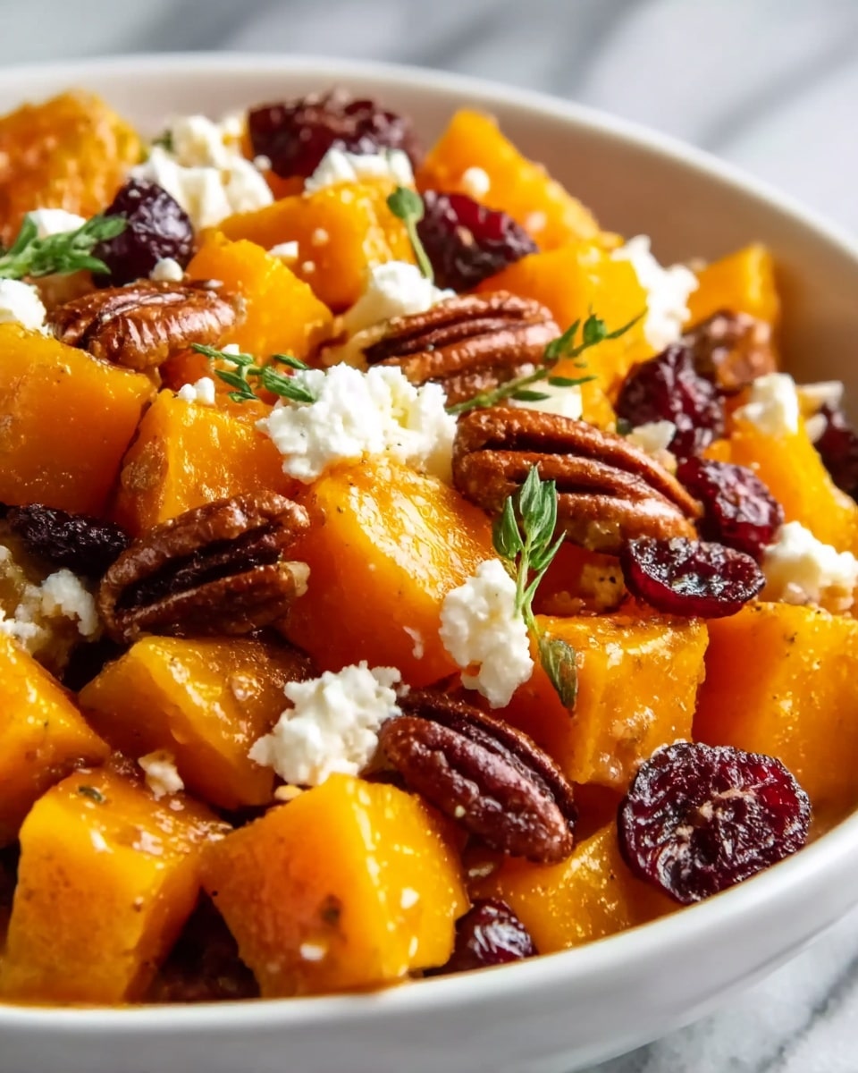 Sweet and Savory Honey Roasted Butternut Squash with Cranberries, Pecans, and Feta Recipe - Recipe Image