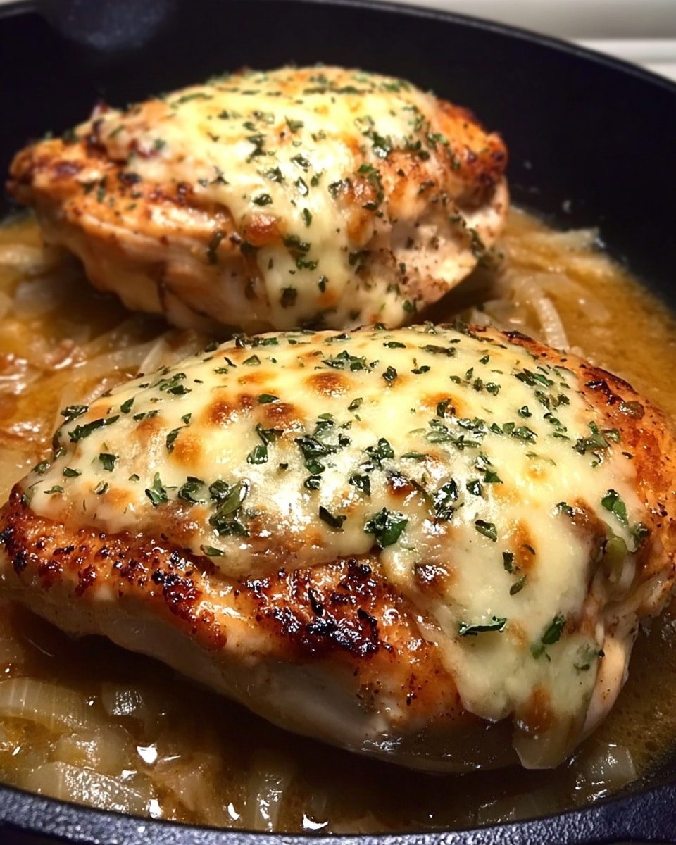 Easy One Pan French Onion Stuffed Chicken Recipe - Recipe Image