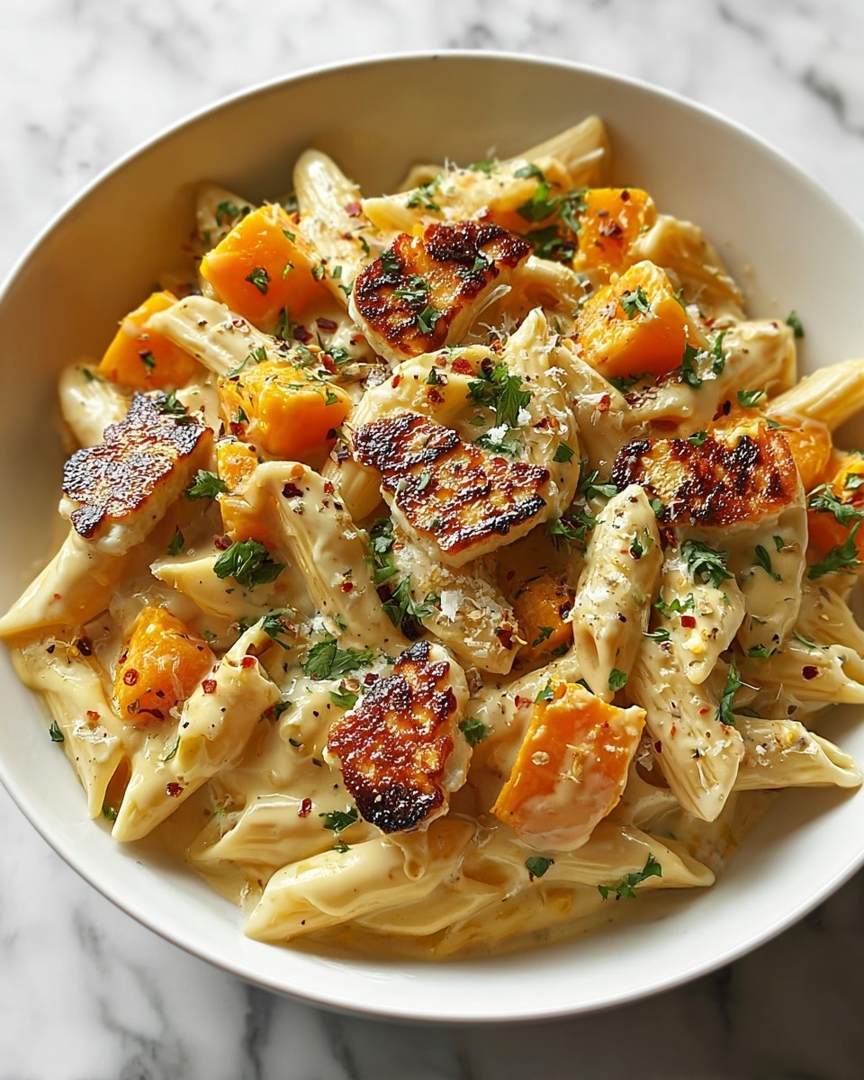 Butternut Squash Pasta with Creamy Garlic Sauce Recipe - Recipe Image