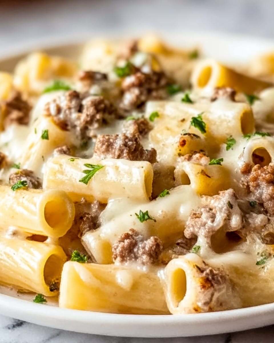 Loaded Cheeseburger Alfredo Pasta Recipe - Recipe Image