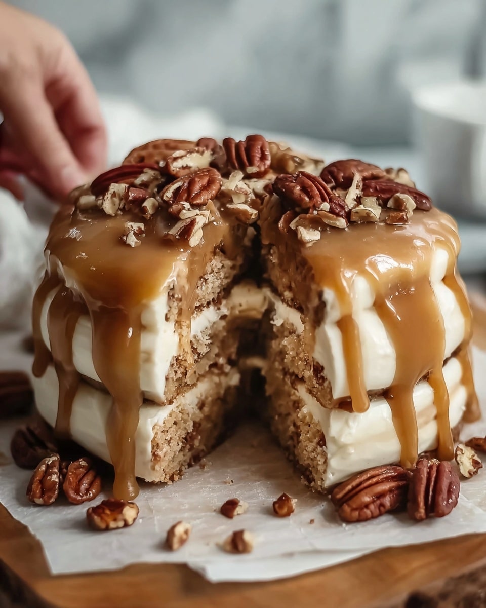 Pecan Caramel Cinnamon Roll Cream Cheese Pound Cake Recipe - Recipe Image