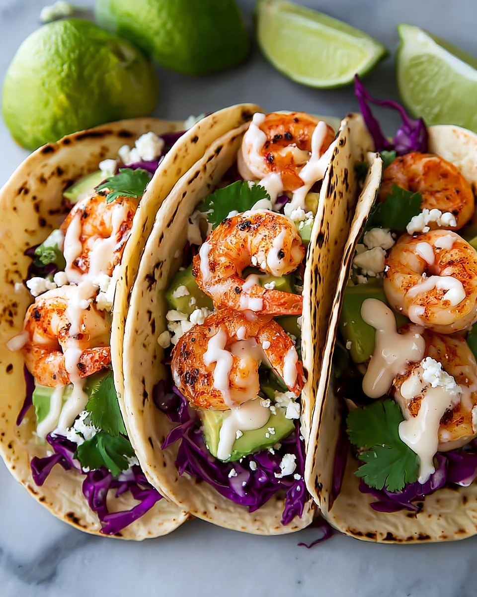 Shrimp Tacos with Cabbage, Avocado, and Lime Recipe - Recipe Image