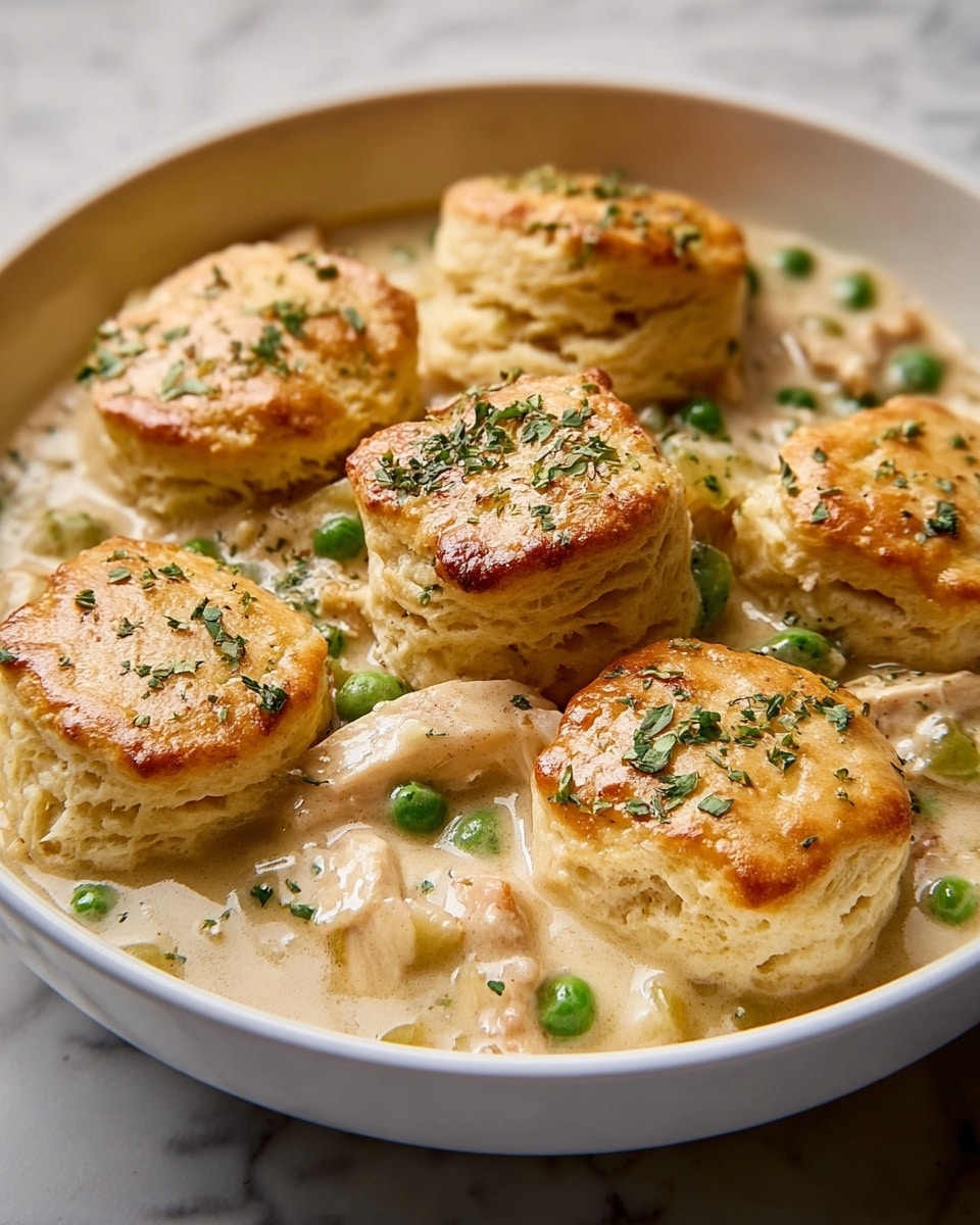 Chicken Pot Pie with Cheddar Chive Biscuits Recipe - Recipe Image