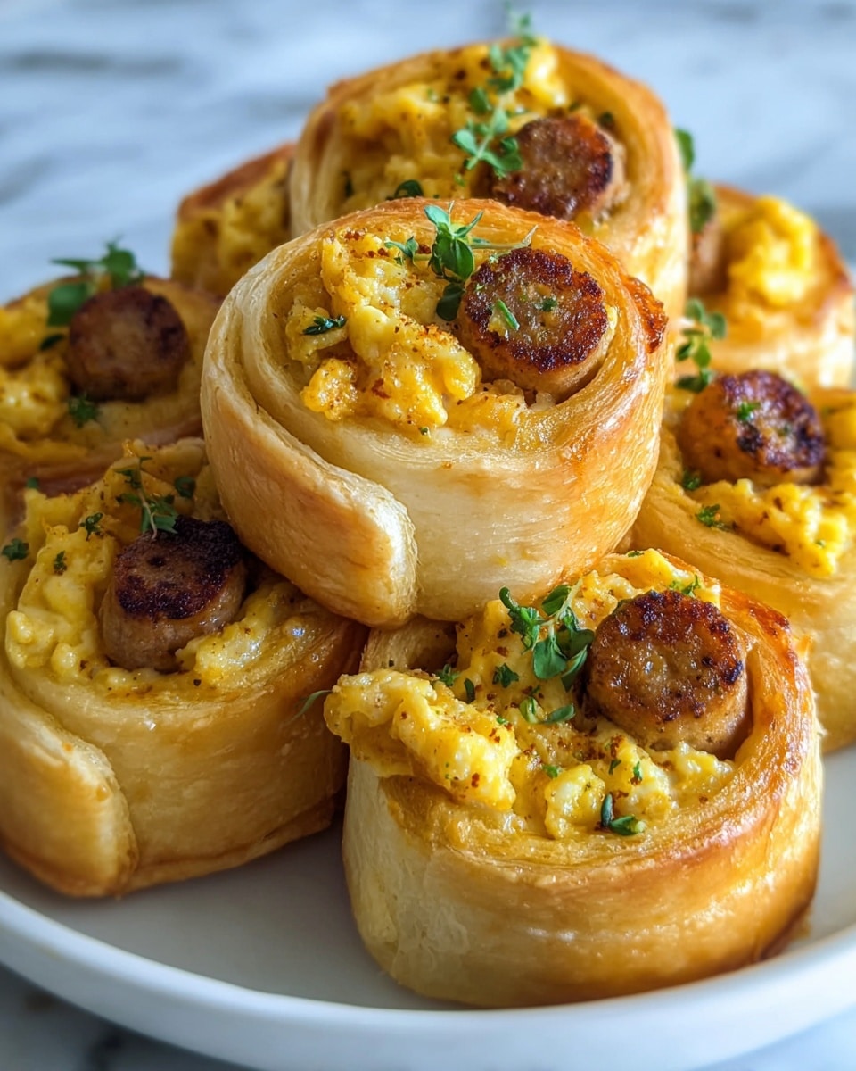 Breakfast Pigs in a Blanket with Cheddar and Scrambled Eggs Recipe - Recipe Image