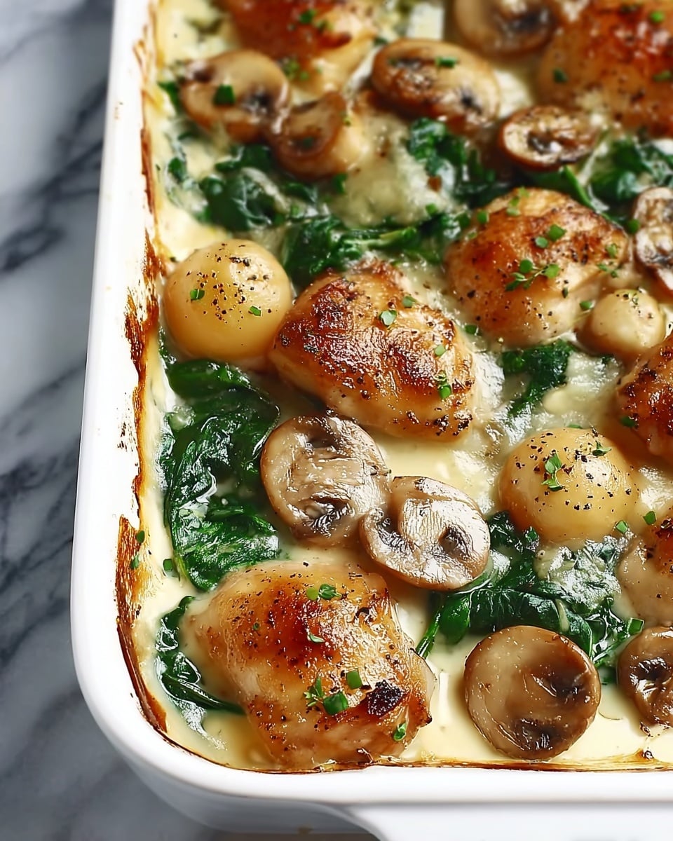 Chicken, Spinach, and Mushroom Low-Carb Oven Bake Recipe - Recipe Image